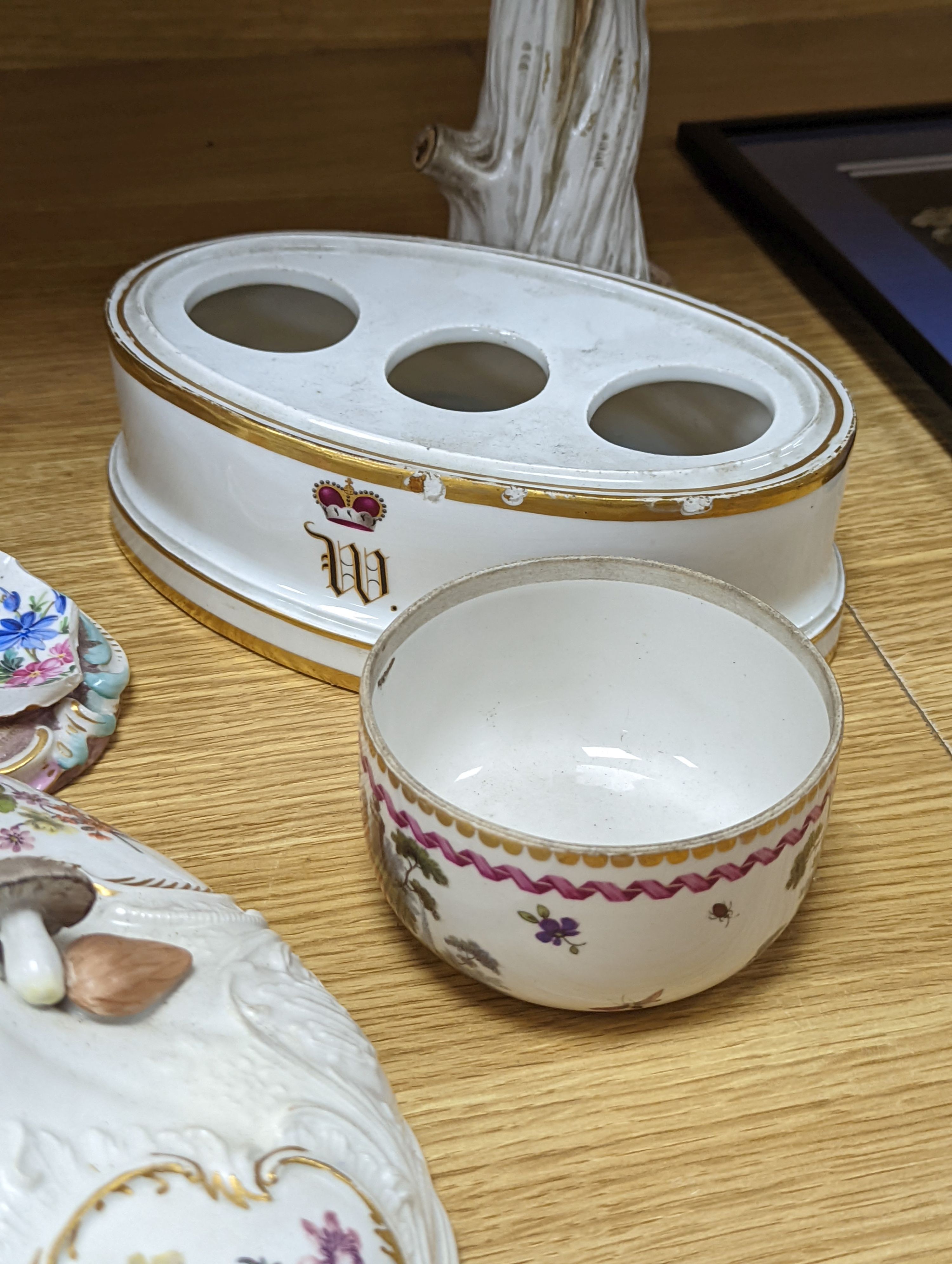A group of incomplete 19th Meissen porcelain groups, bases, covers etc. (a.f) (7)
